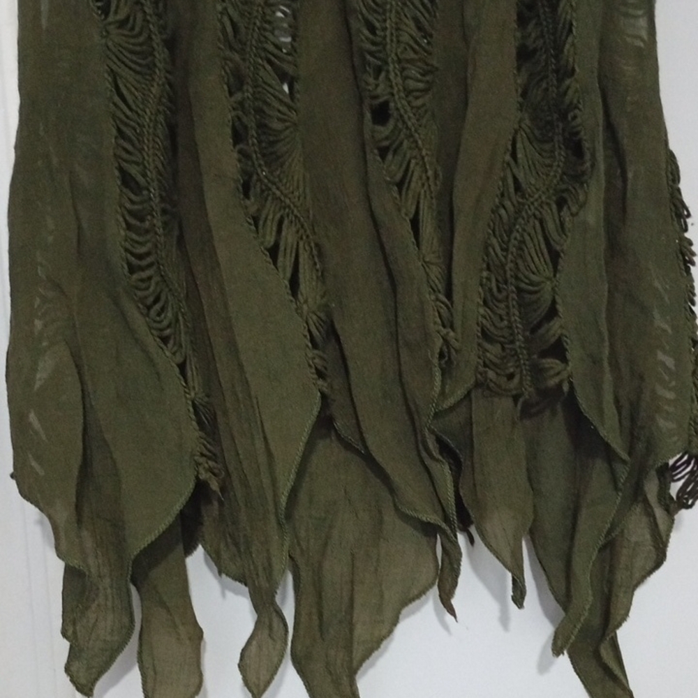 Love J Bohemian, Cottagecore, Fairy Vibe Olive Sleeveless Crochet Knit Top - Picture 2 of 5